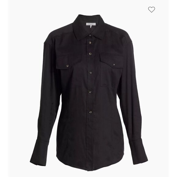 Frame Arie Linen-Blend Shirt in Black NWT Size XS - Picture 7 of 10